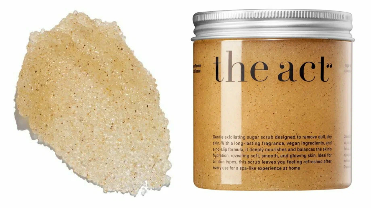 Скраб для тела The Act Cocoa and Coffee Body Scrub с коричневым сахаром, кофе и морской солью для очищения пор, тонизирования и разглаживания. 